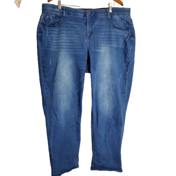 Democracy Denim - Democracy "Ab"solution Blue Bootcut Denim Stretch Distressed Jeans Size 22W